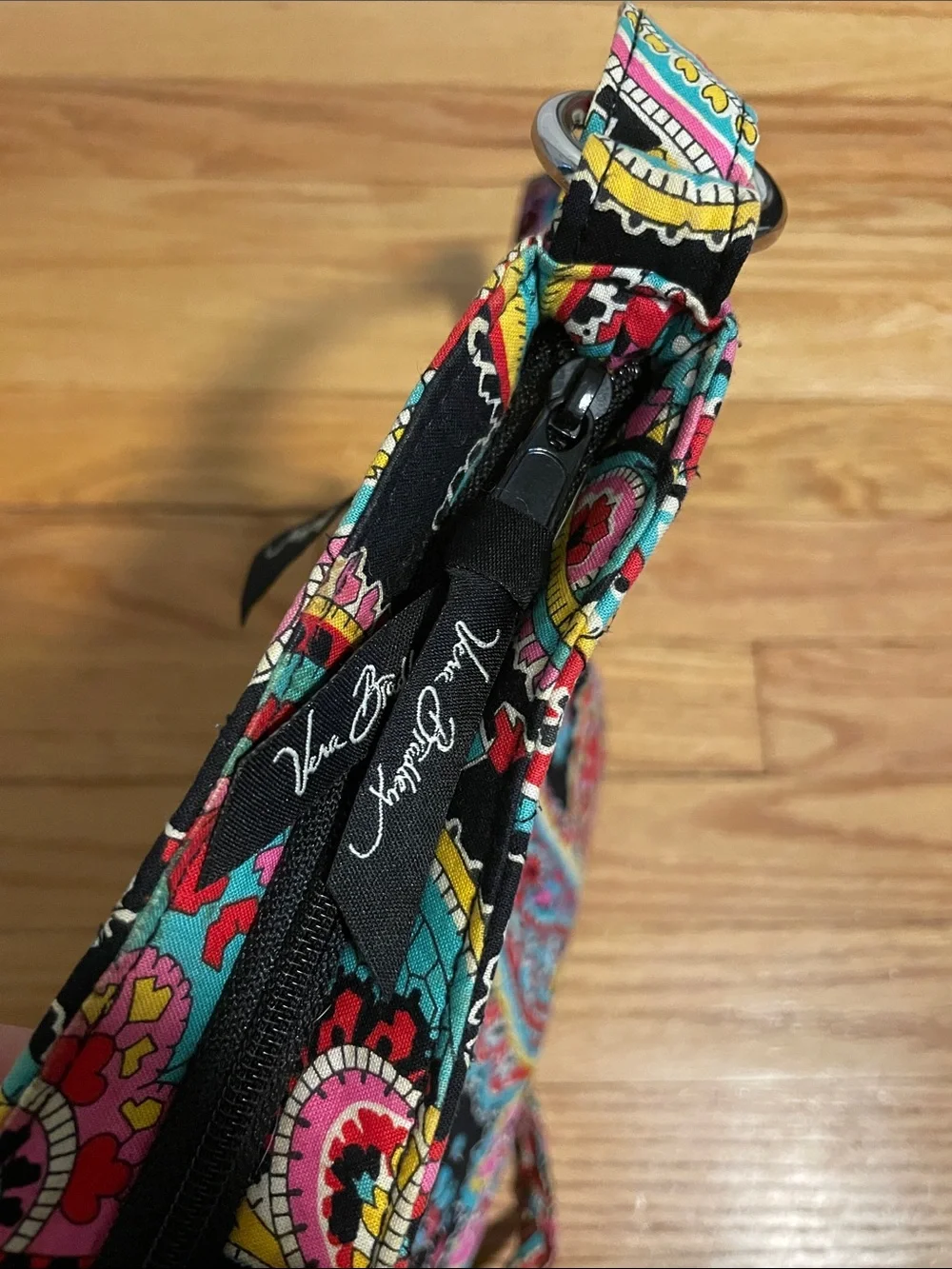 Vera Bradley Black Paisley Floral Crossbody with Bright Accents